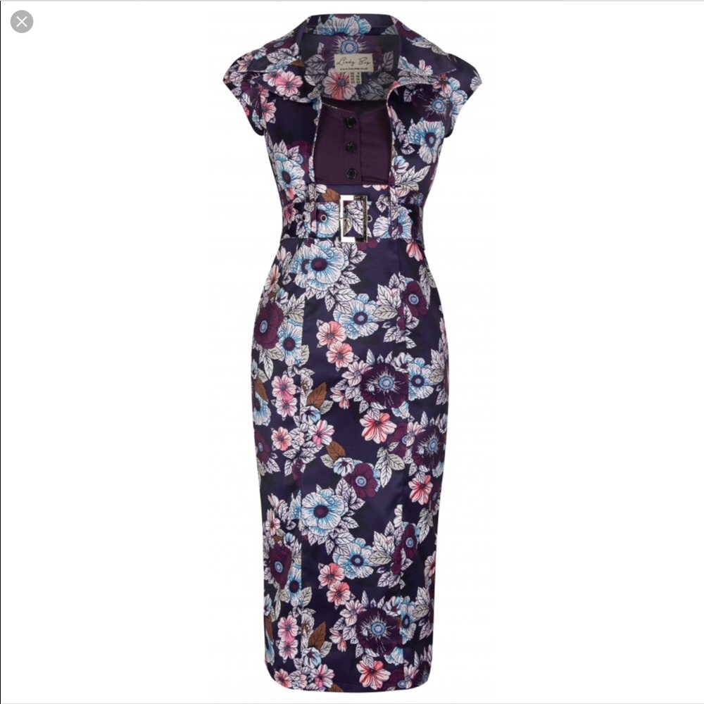 Lindy Bop purple floral dress